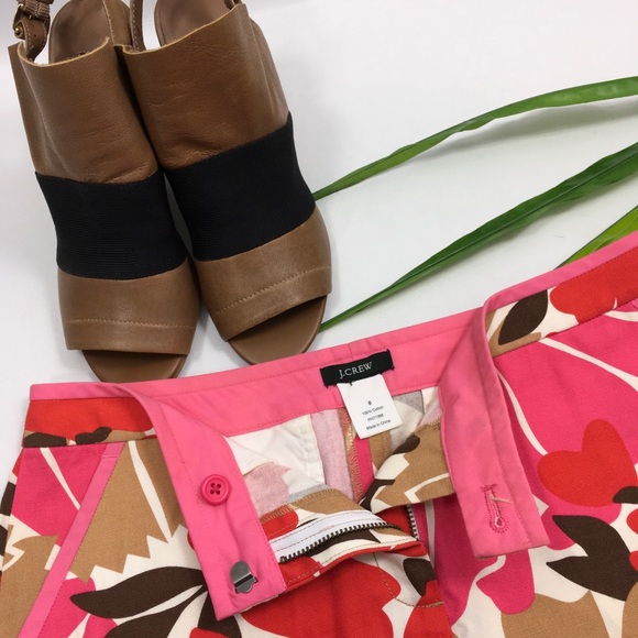 J. Crew | Pink Red Brown Mini Skirt Pockets - Picture 3 of 3